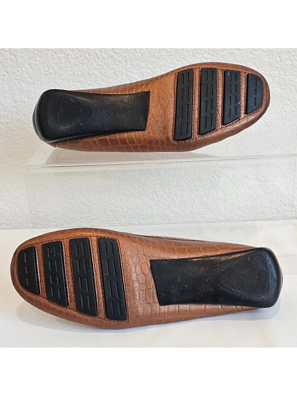 Robert Zur Women’s 6 M Brown Croc Embossed Leather Driving Loafers Made Italy